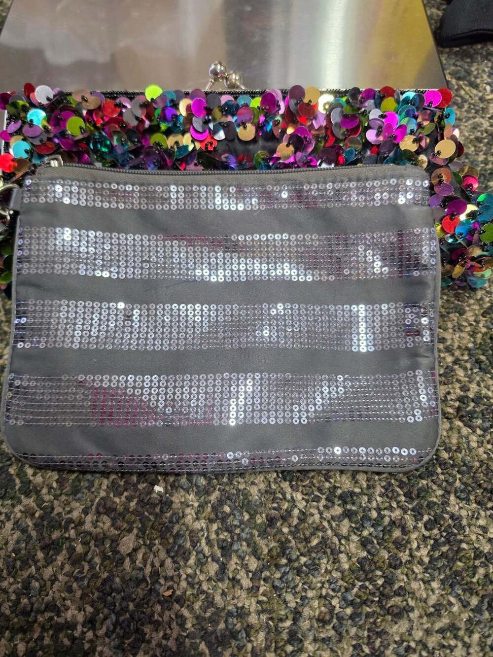 Bath & Body Works Silver Grey Sparkly Sequin Bag